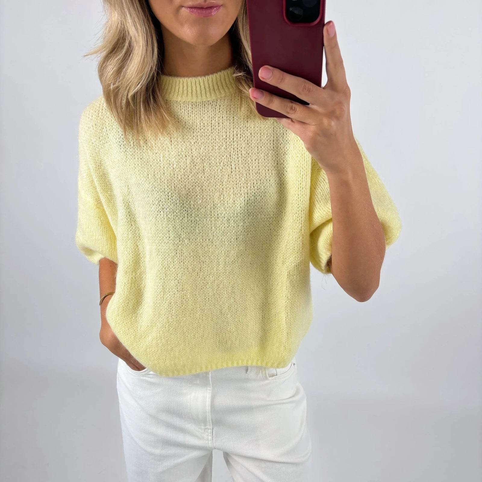 Women's Casual Sweaters Tee Short Sleeve O Neck Knit Crop Tops Y2k Girls Pullover Shirts Knitwear Autumn Vintage Streetwear