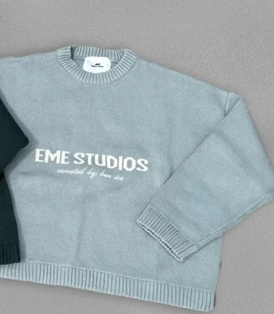 Winter Warm Loose Simple Sweater Women American Fashion Brand New Sweater Letter Embroidery Pullover Oversized Sweater Men
