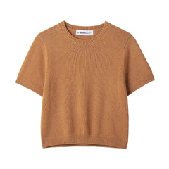 2025 Spring New Product Women's Short Sleeve Simple And Versatile Fashion Commuter Flat Needle Knitted Hoodie Top