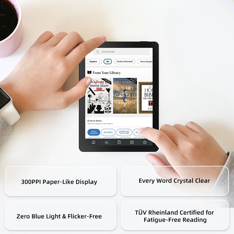 Bigme B6 ereader, 6-inch portable E-paper Ebook Reader, 300PPI 36-level front light electronic book, Android 14 with Google Play