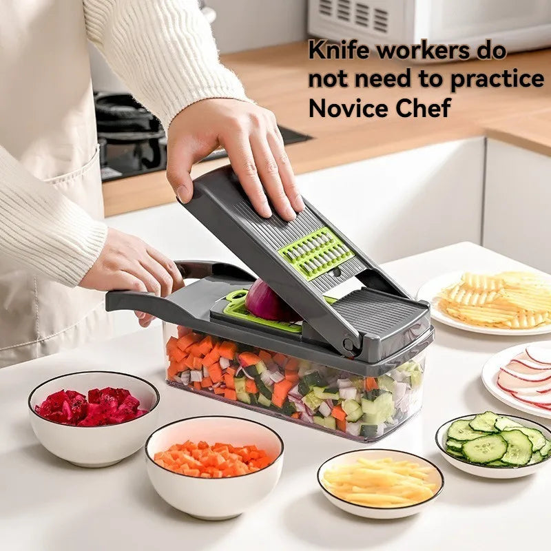 Multifunctional Vegetable Chopper 14 In One Chopper Handle Food Grate Chopper Kitchen Vegetable Slicer Dicing Machine Cutting