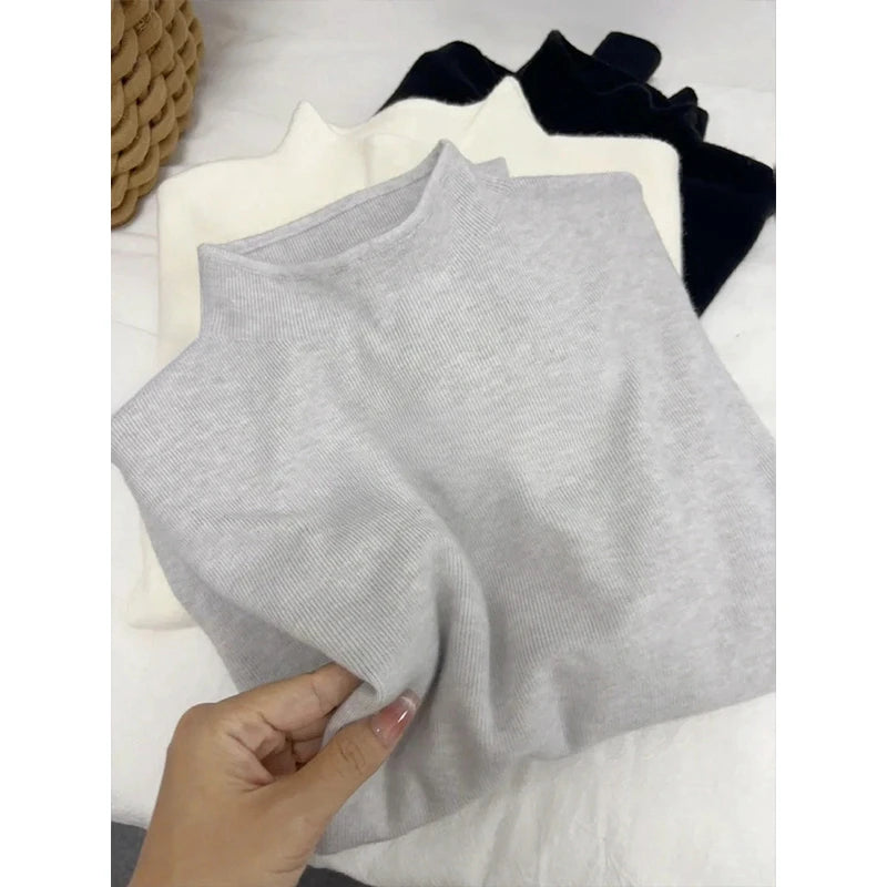 2025 Women Turtleneck Knitted Pullovers Solid Sweater Harajuku Korean Soft Warm Knitwear Autumn Winter Fashion Slim Jumpers Tops