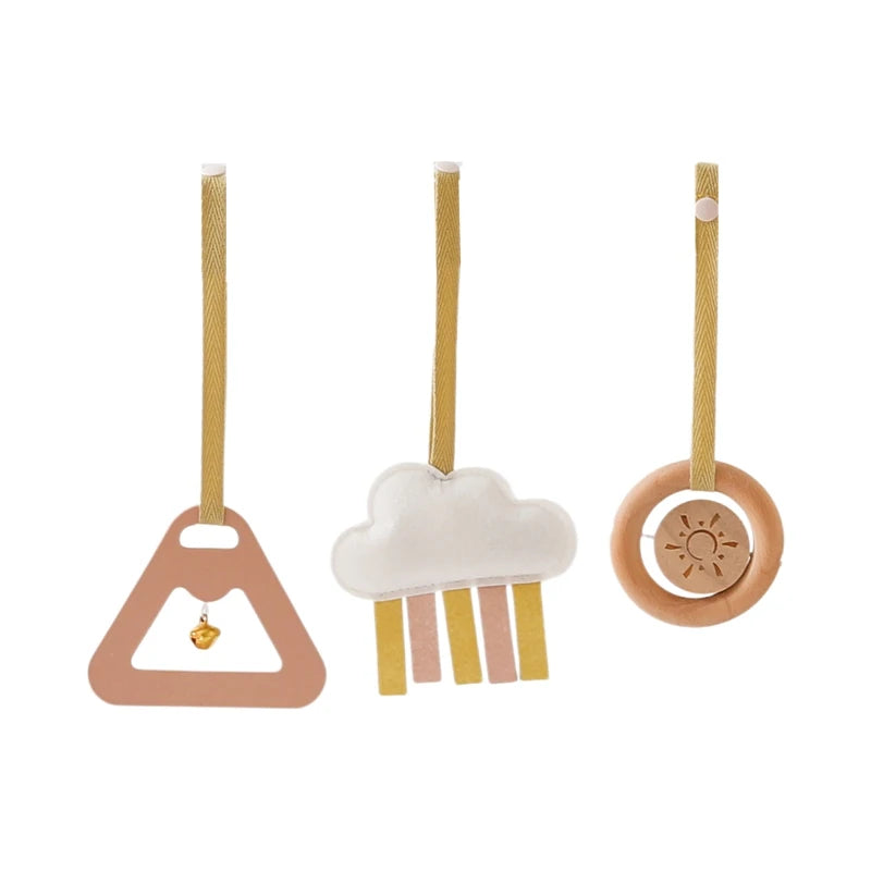 Newborn Gym Pendant Toys Wooden Mobile Crib Hanging Rattle Teether Baby Sensory Toys For Stroller Gym Activity Product Gifts