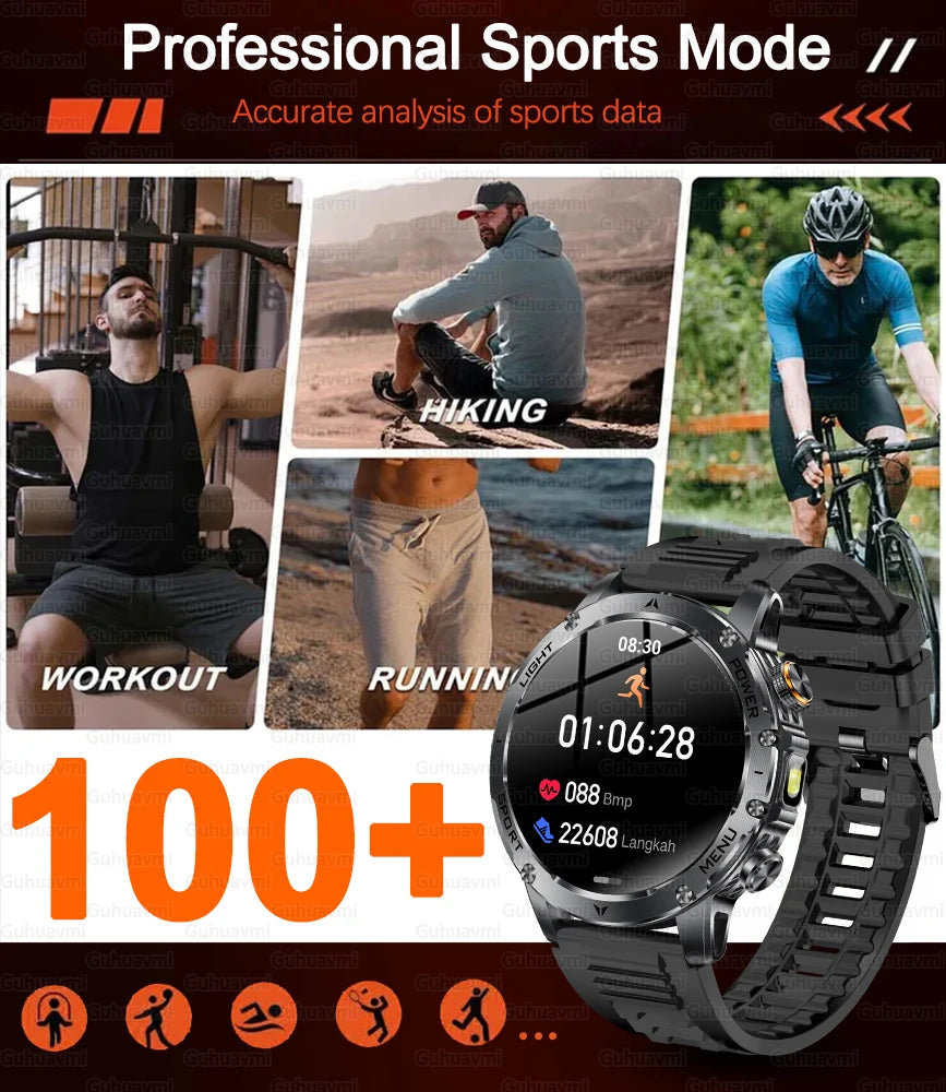 New T-Rex 3 Ultra Military Grade 1000mAh Battery Smart Watch 5ATM Waterproof HD AMOLED Flashlight Sports Smart Watches For Man