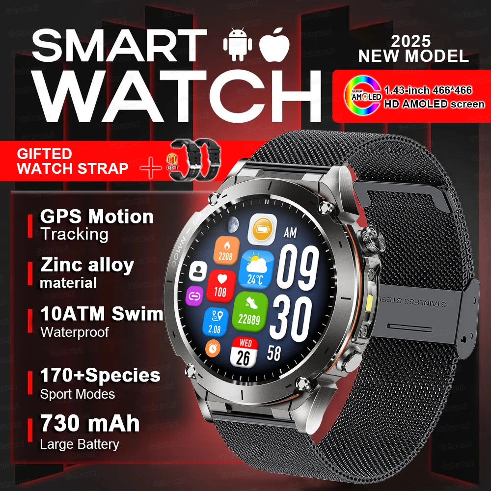 2025New Outdoor T-Rex 3 Ultra GPS Smart Watches Men 5ATM Waterproof Compass Flashlight Military Sports Trackr Smartwatch Women
