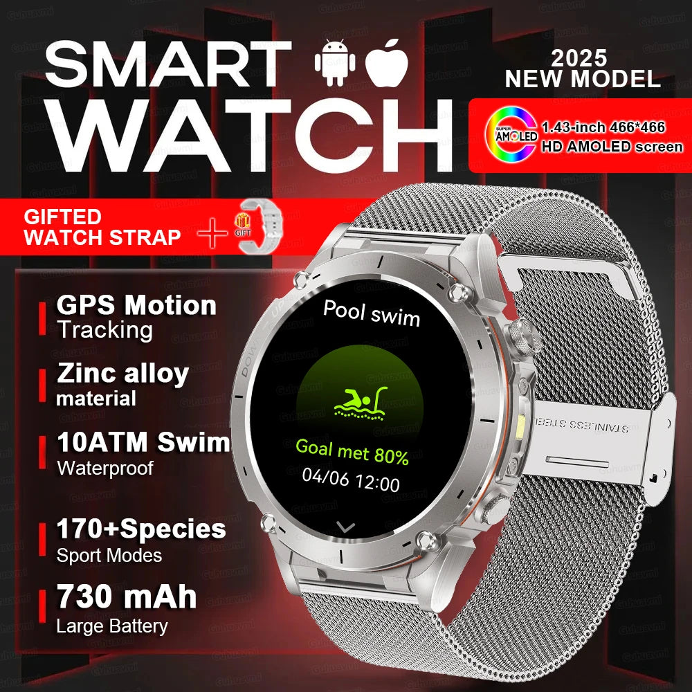2025New Outdoor T-Rex 3 Ultra GPS Smart Watches Men 5ATM Waterproof Compass Flashlight Military Sports Trackr Smartwatch Women