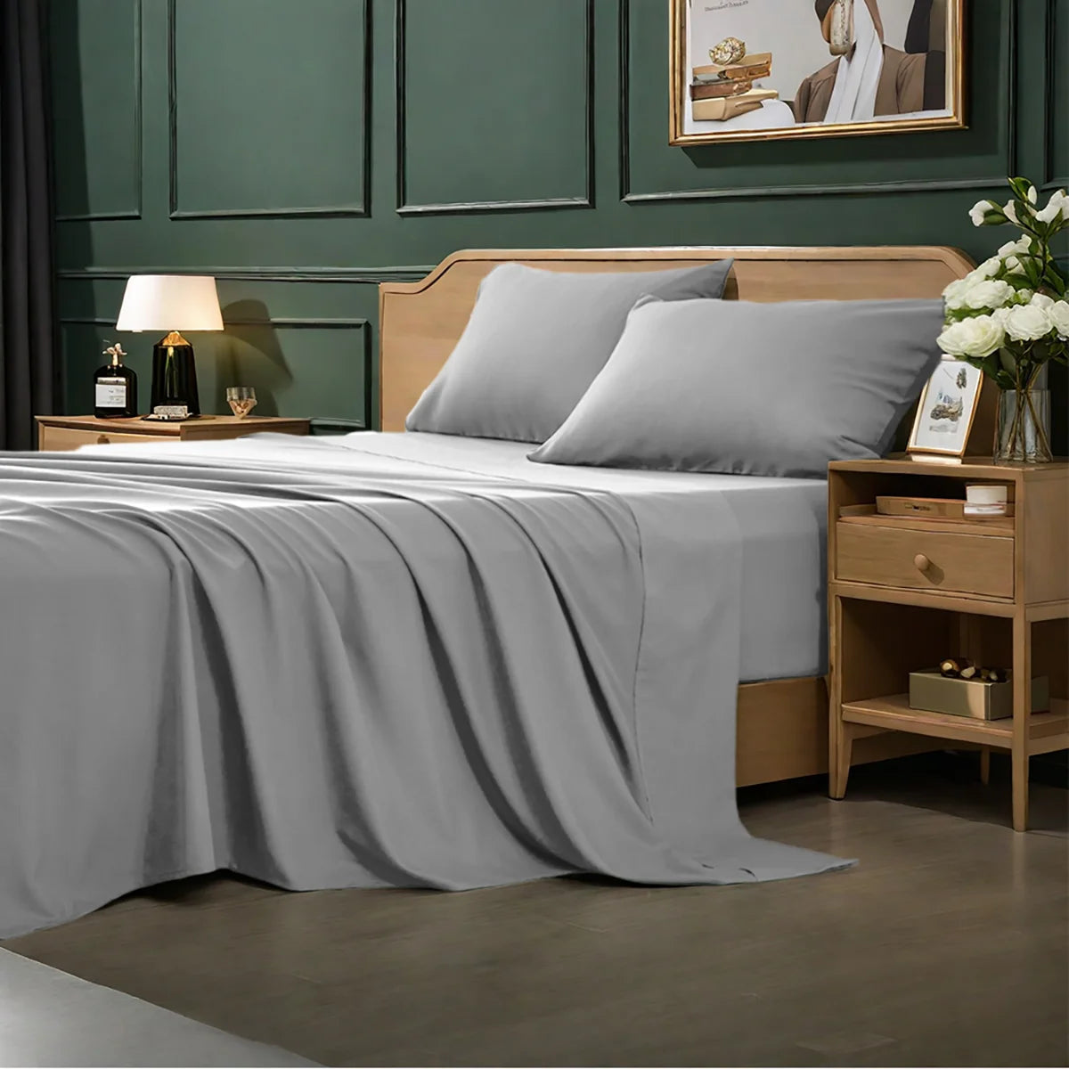 3/4Pcs soft solid color fashionable home bedding set, suitable for all seasons,1 fitted sheet, 1 flat sheet, 1/ 2 pillowcases