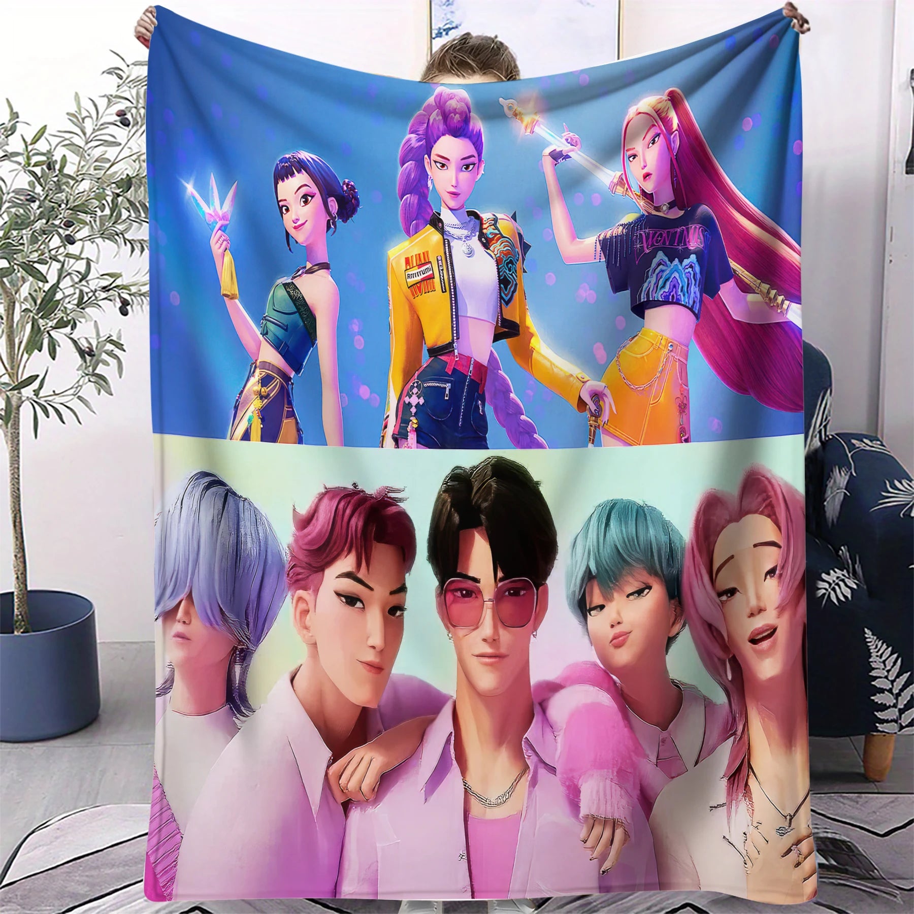 K-Pop Demon Hunters Blanket Hot Anime Flannel Blanket Fan Gift Suitable for Home Leisure Camping Travel Multifunctional Blanket