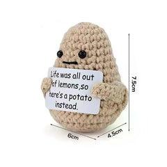 New Positive Energy Potato Hug Pocket Mini Handmade Plush Wool Knitting Doll with Card Funny Christams Gift Home Room Decoration