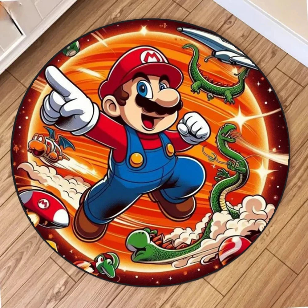 MINISO Apanese Anime Super Mario Carpet Floor Mat Crawling Soft Rug Children Game Round Non-slip Rugs Home Bedroom Decoration