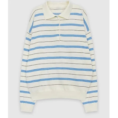 Korean Sle  Ne Color Blo Striped Knitwear Women's Loose Fit Soft Versatile Top American Retro Spring New Arrival