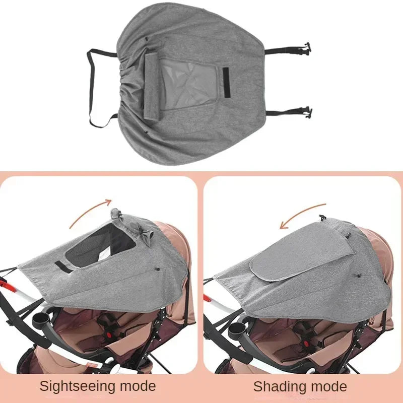 Baby Stroller Shade Blocks Windproof Waterproof UV Protection Sunshade Cover Accessories Outdoor Activities Mosquito Insect Net