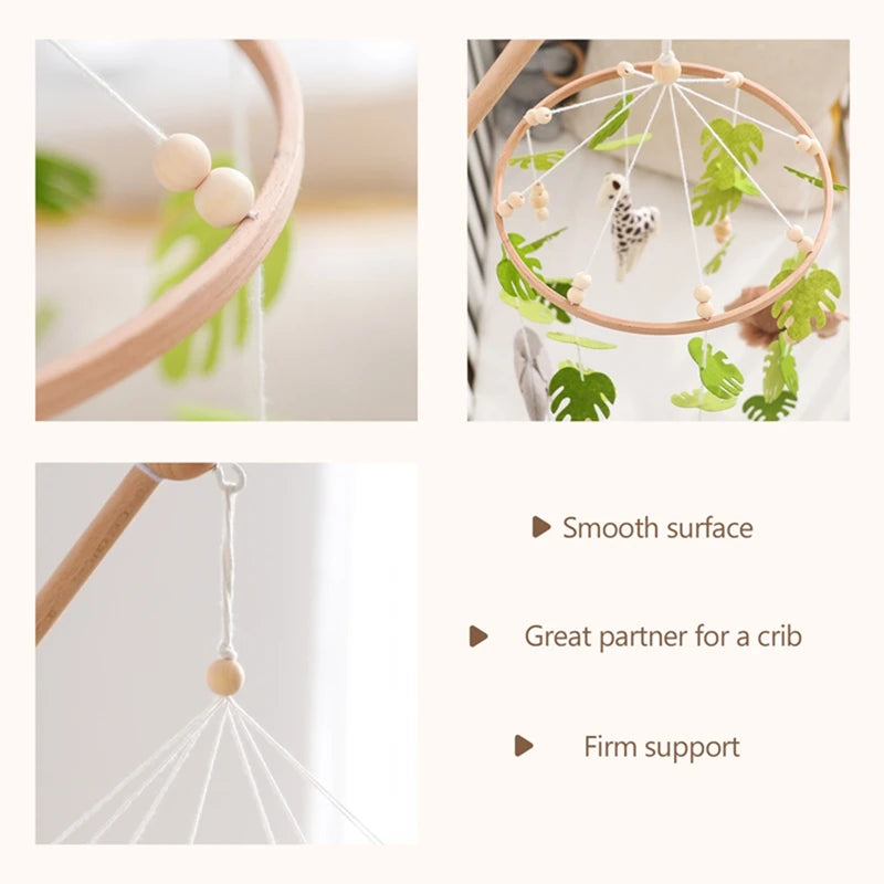 Baby Crib Mobile Wooden Wind Chime Bed Bell,Animal Crib Mobile With Music for Girls and Boys,Comfort Crib Hanging Bracket Toy