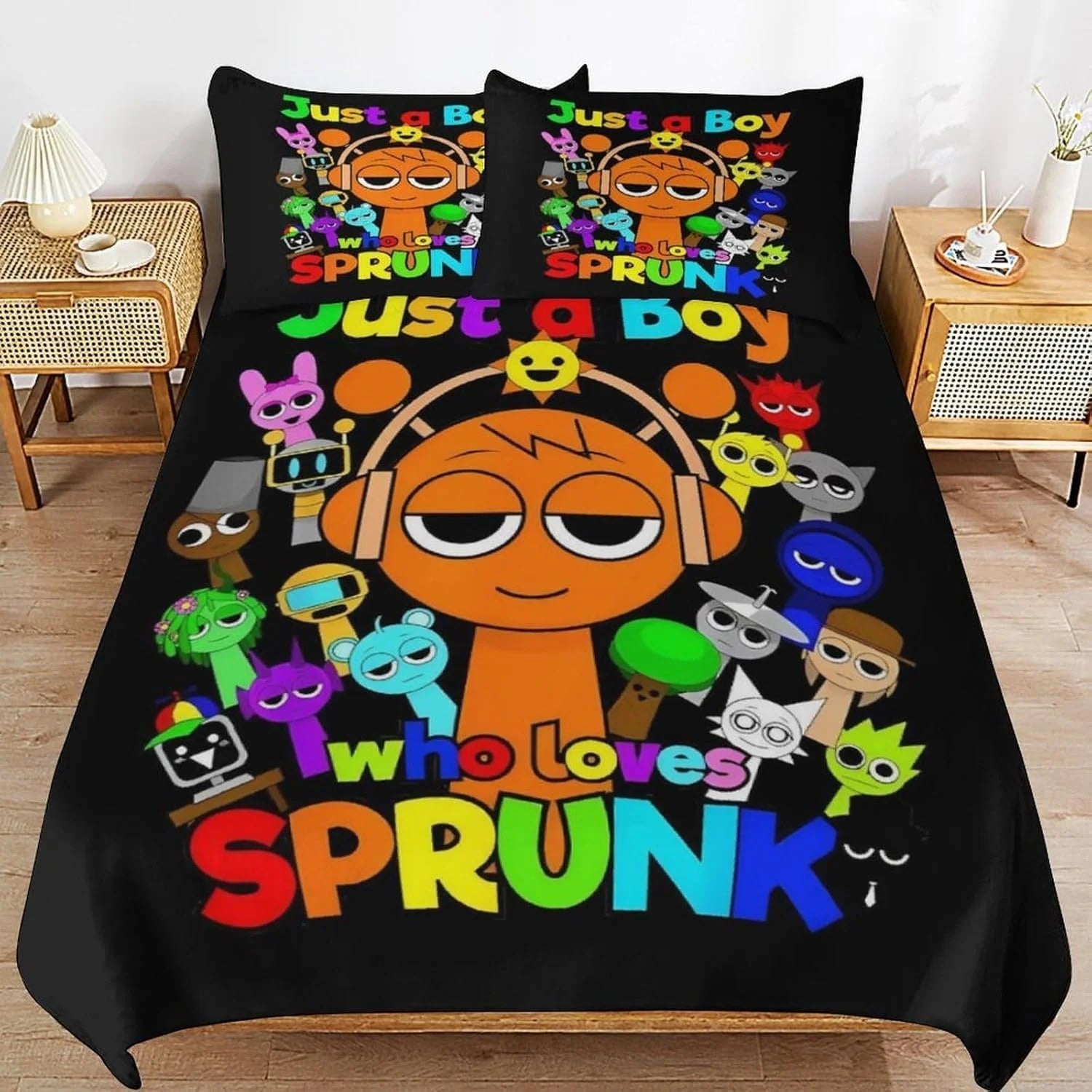 Sprunki Bedding Set 3D Printed Anime Game Skin-Friendly Suitable for Bedroom Duvet Cover Set With Pillowcases Kids Home Textile