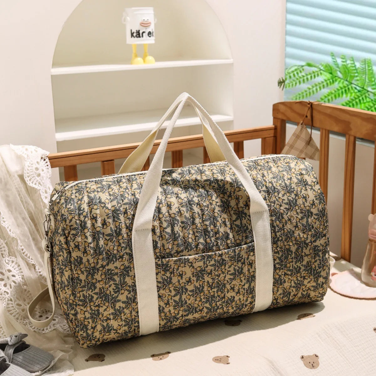 Ins Baby Diaper Bags Embroidered Nappy Organizer Messenger Bag Cute Cartoon Shoulder Bag with Zipper Luggage ToteBag for Travel