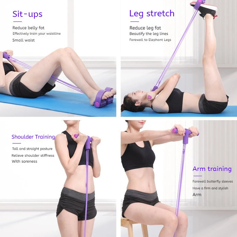 6-Tube Resistance Band Multi Function Tension Rope Fitness Bands 6-Tube Elastic Yoga Pedal Puller For Sports Exercises At Gym