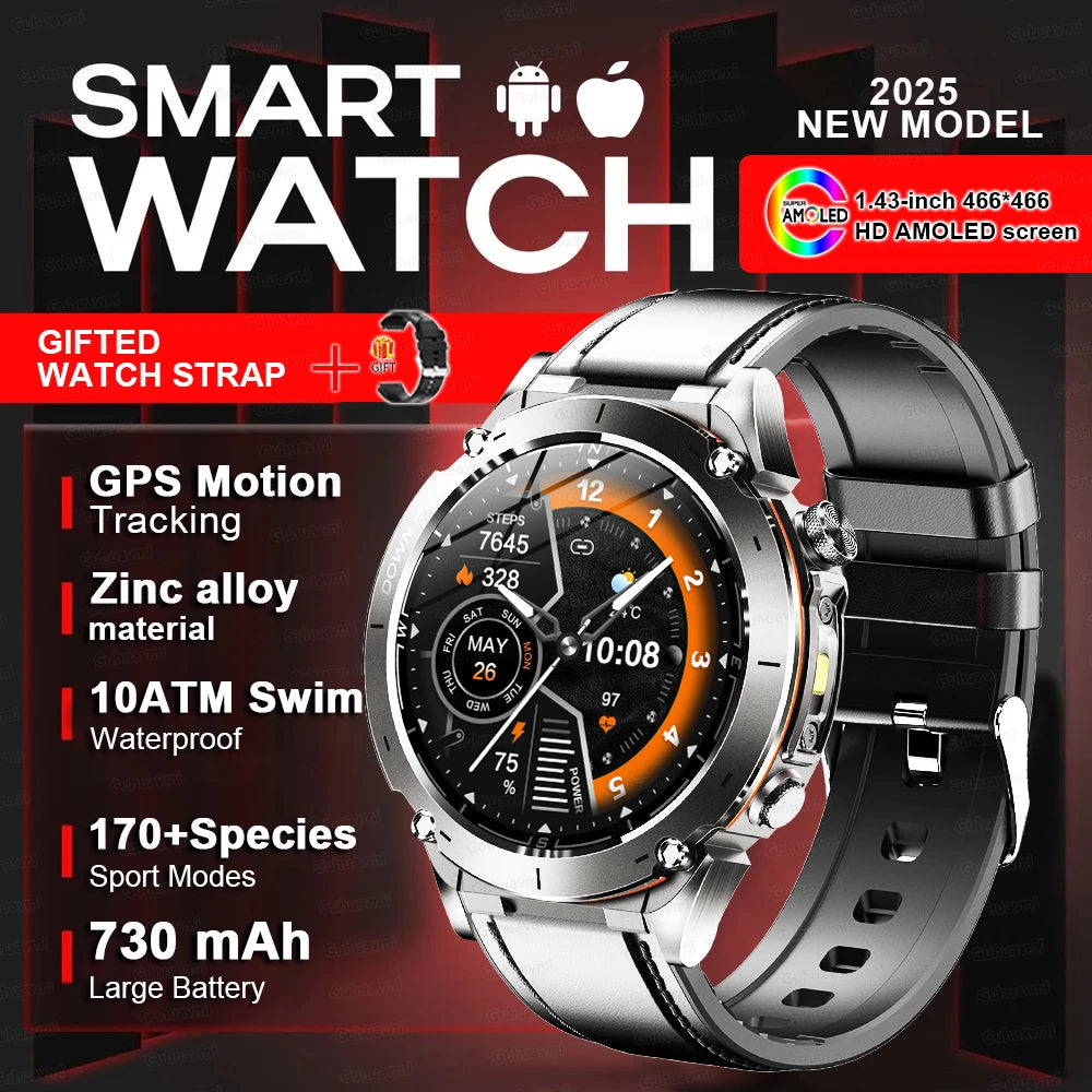 2025New Outdoor T-Rex 3 Ultra GPS Smart Watches Men 5ATM Waterproof Compass Flashlight Military Sports Trackr Smartwatch Women