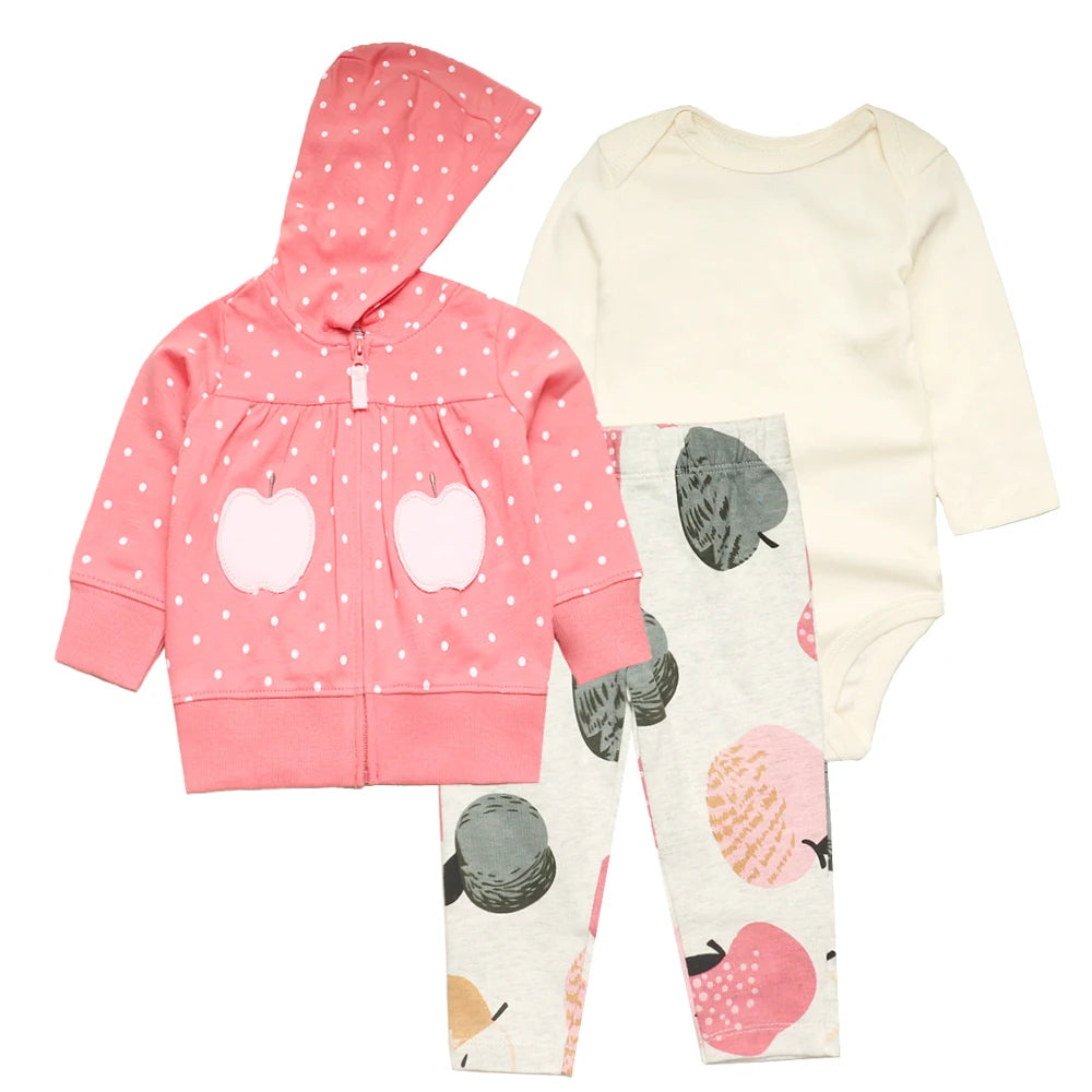 2025 New Spring Autumn Baby Set 3Pcs Baby Boy Outfit +Bodysuit + Pants Newborn Clothing Sets  Infant Costume Cotton 0-24M