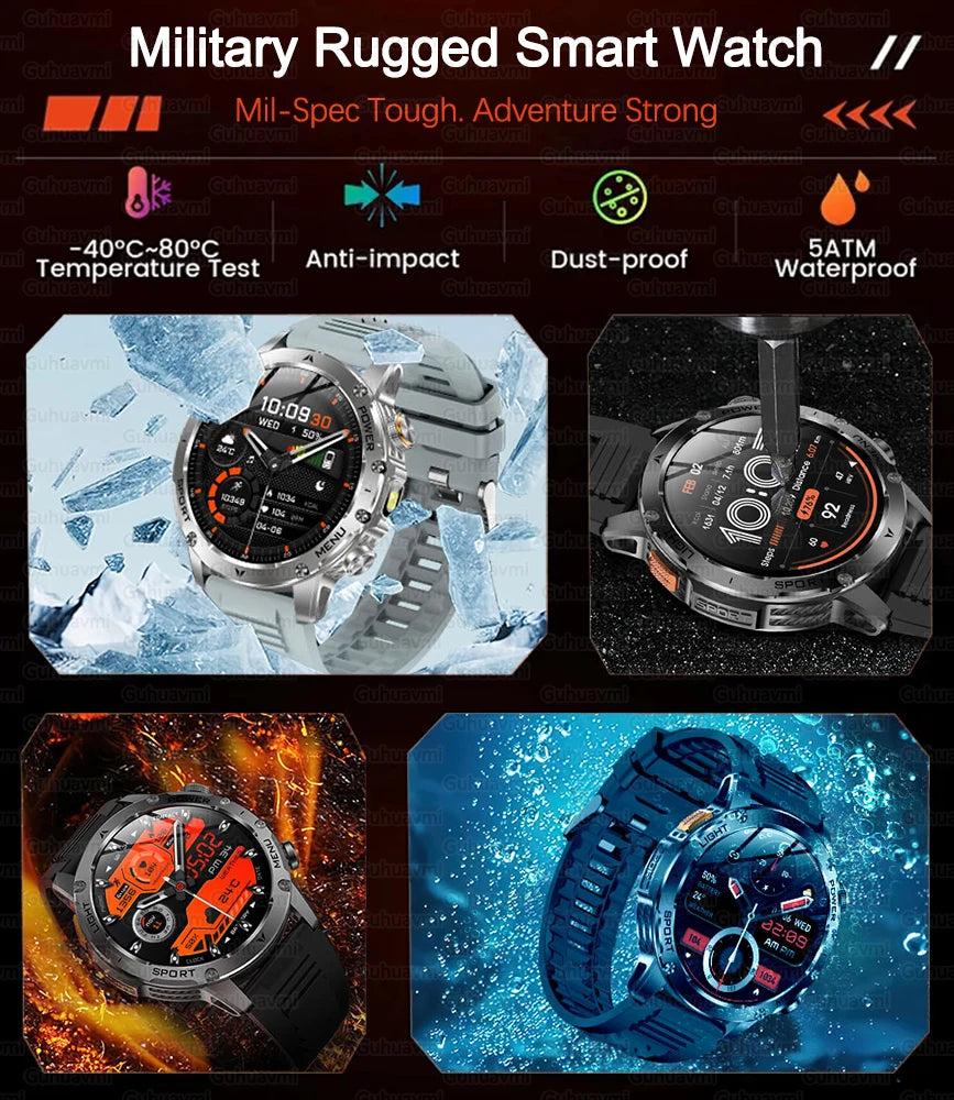 New T-Rex 3 Ultra Military Grade 1000mAh Battery Smart Watch 5ATM Waterproof HD AMOLED Flashlight Sports Smart Watches For Man