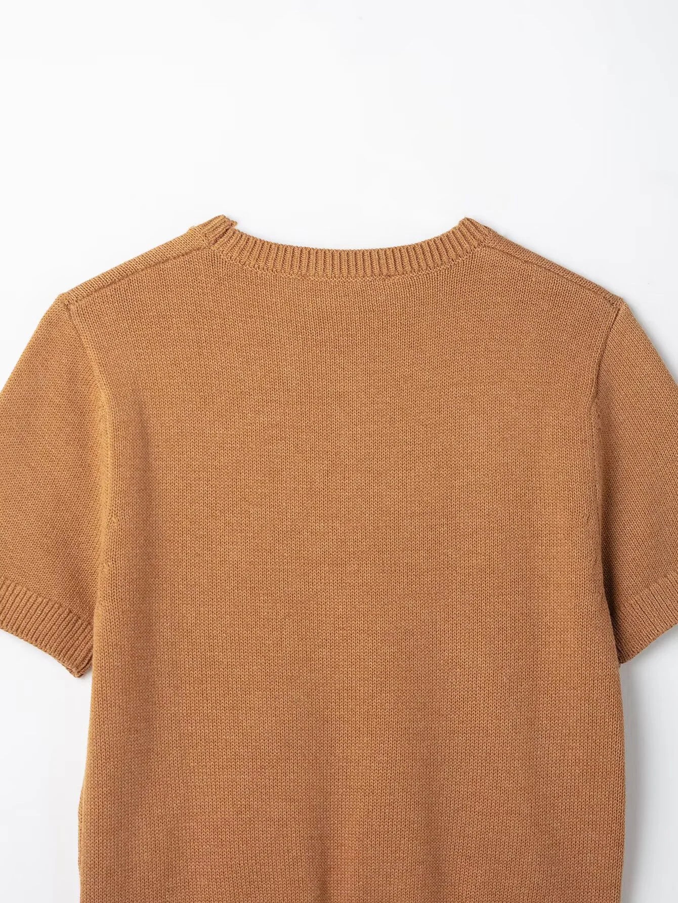 2025 Spring New Product Women's Short Sleeve Simple And Versatile Fashion Commuter Flat Needle Knitted Hoodie Top