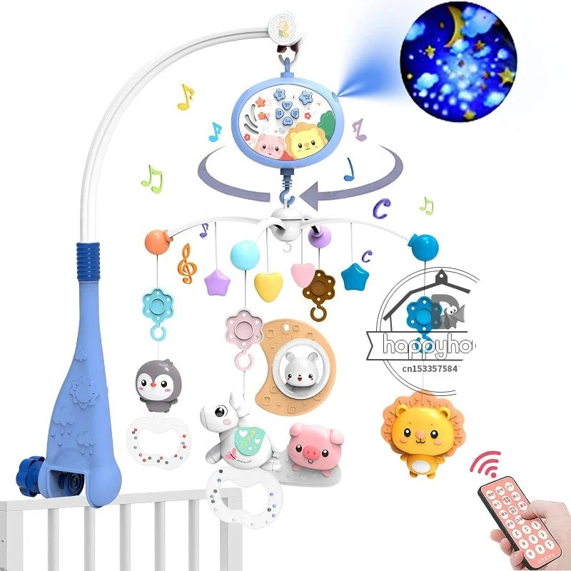 Remote Control Musical Baby Crib Mobile with Lights Music  Projection for Infants Crib Toys for Newborn Baby Mobile for Crib