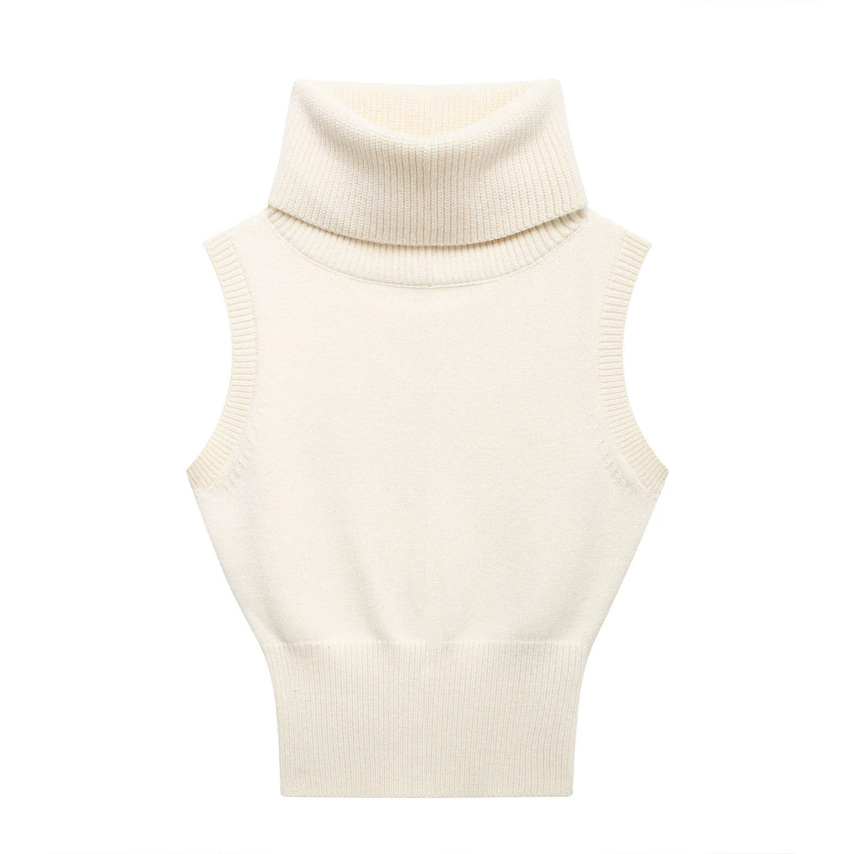 JNLEAOG Faionable Knitted ort Vest for Women Autumn Street Sle Stand Collar Svel Polyester Fiber Pure Color