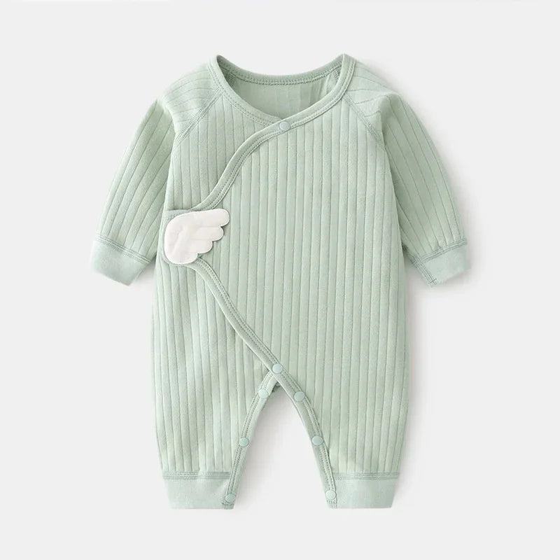 0-6M Baby Girls Boy Rompers Cotton Solid Soft Infant Jumpsuit With Wing Clothes Spring Autumn Newborn Baby Girl Boy Cute Romper