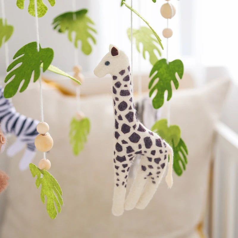 Baby Crib Mobile Wooden Wind Chime Bed Bell,Animal Crib Mobile With Music for Girls and Boys,Comfort Crib Hanging Bracket Toy