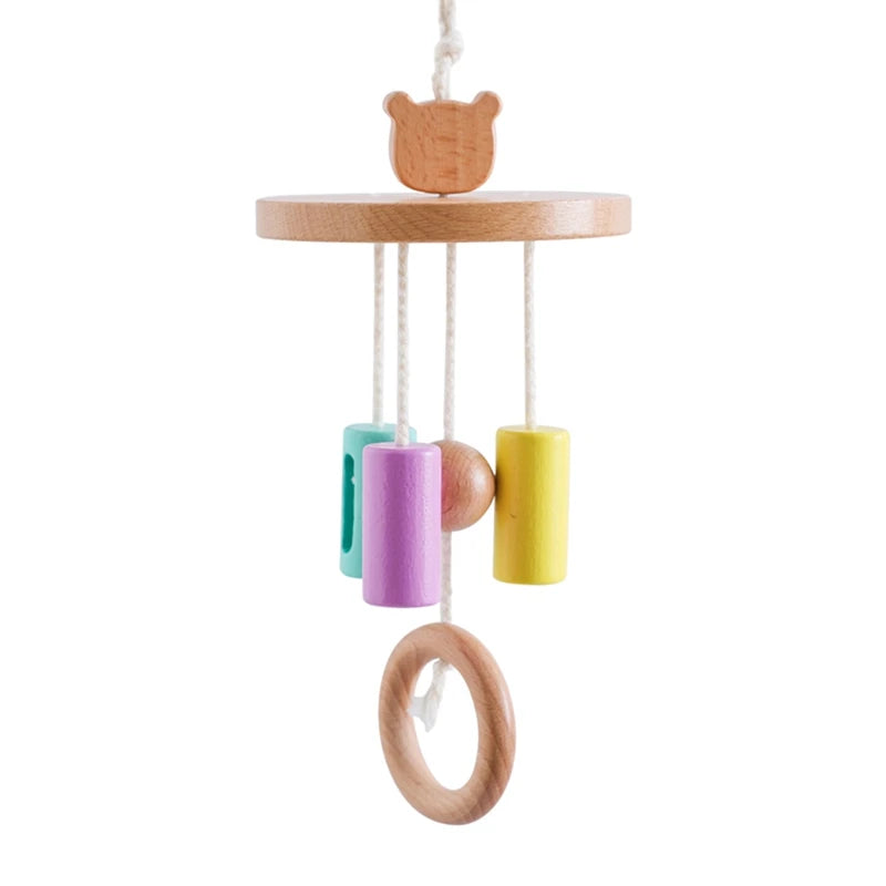 Baby Crib Mobile Wooden Wind Chime Bed Bell,Animal Crib Mobile With Music for Girls and Boys,Comfort Crib Hanging Bracket Toy