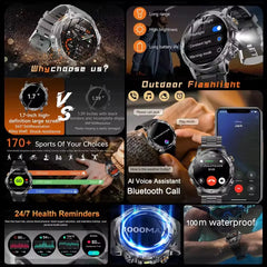 New 1000mah Battery 1.7" HD AMOLED Screen Smart Watch Men Sports Fitness LED Flashlight 5ATM Waterproof Call Smart Watches 2025
