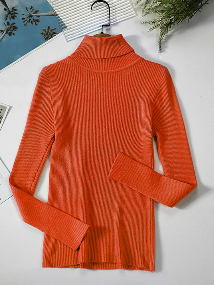 JMPRS Turtleneck Sweater Women Fashion Simple Winter Pullover Jumper High Elastic Knitted Fall Female Basic Tops Casual Blouse