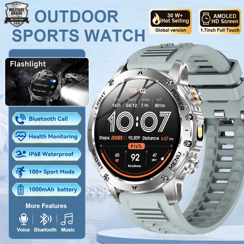 NEW T-REX3 ULTRA 1000mAh Battery Smart Watches 5ATM Waterproof Tactics 100+Sports Flashlight Heart Rate Smart Watch 2025 For Man