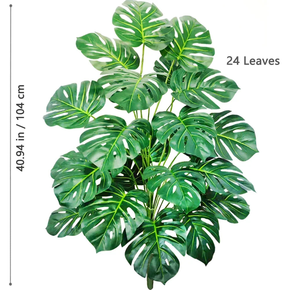 40-130cm（51.18in） Artificial Monstera Plant Fake Palm Tree Plastic Turtle Leaf Green Plant for Home Garden Room Office Decor
