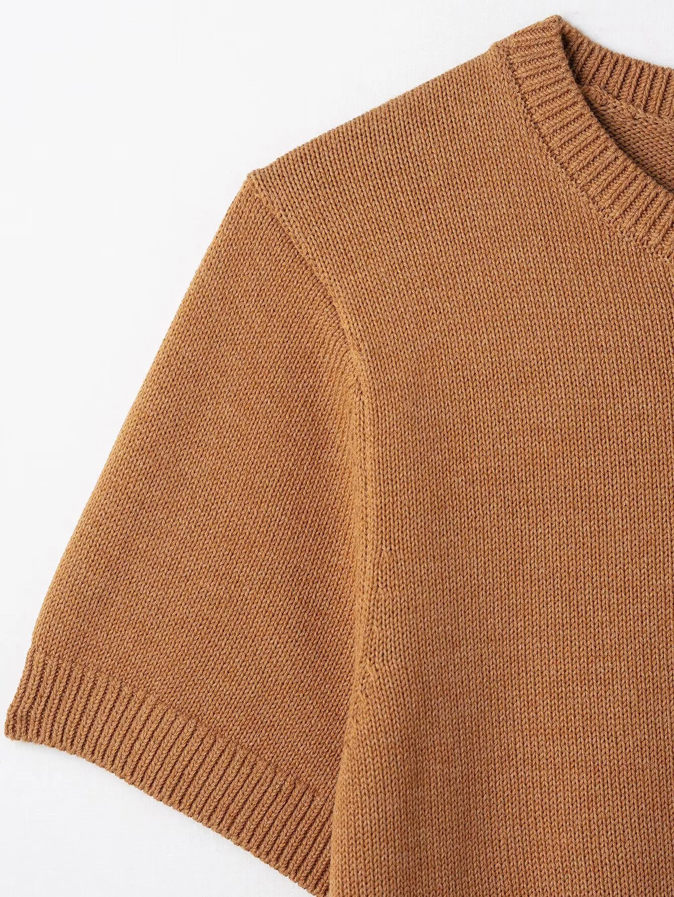 2025 Spring New Product Women's Short Sleeve Simple And Versatile Fashion Commuter Flat Needle Knitted Hoodie Top