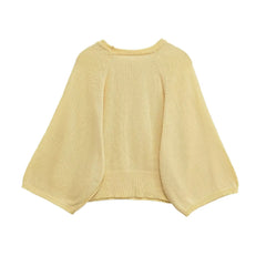 MYST&ZA2025 new summer women's casual fashion trendy round neck wide sleeve comfortable knitted sweater top