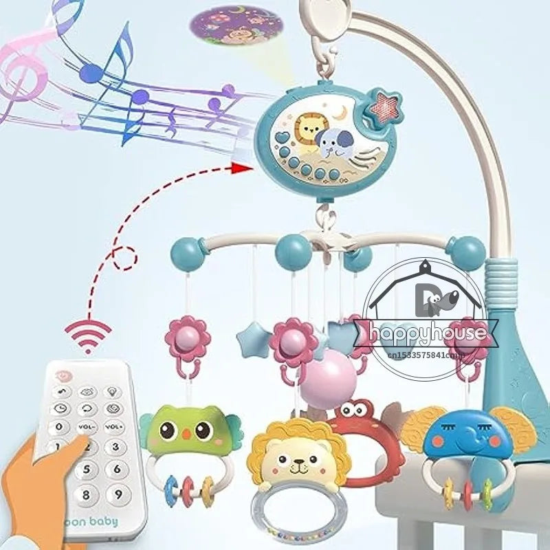 Remote Control Musical Baby Crib Mobile with Lights Music  Projection for Infants Crib Toys for Newborn Baby Mobile for Crib