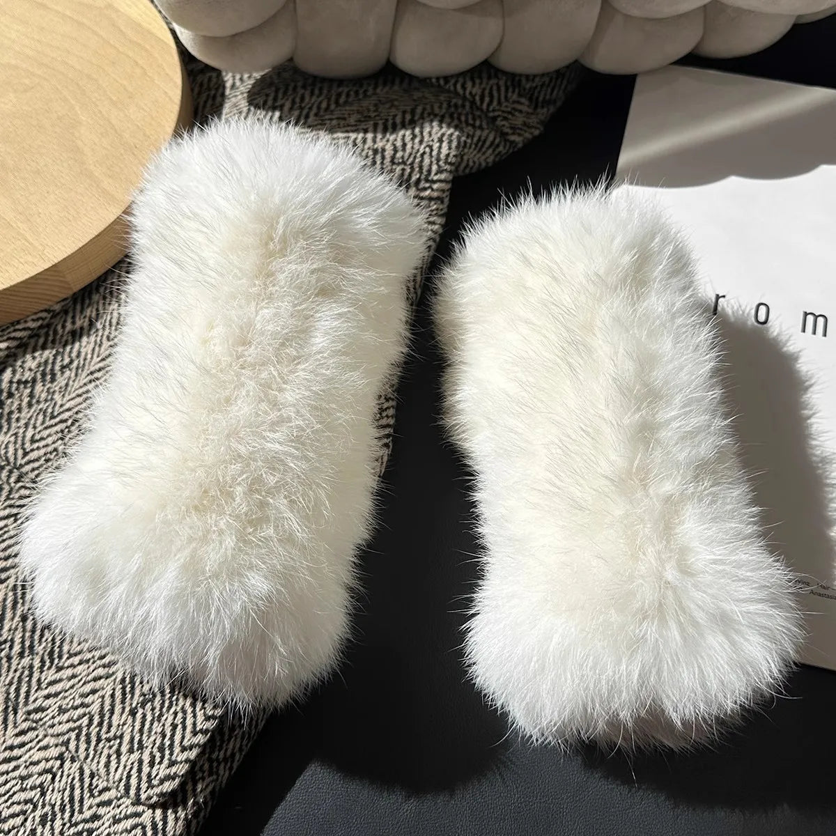 Hot Sale Winter Real Fur Golve Women Outdoor Warm 100% Natural Rabbit Fur Gloves Knit Thick Natural Soft Real Rabbit Fur Mittens