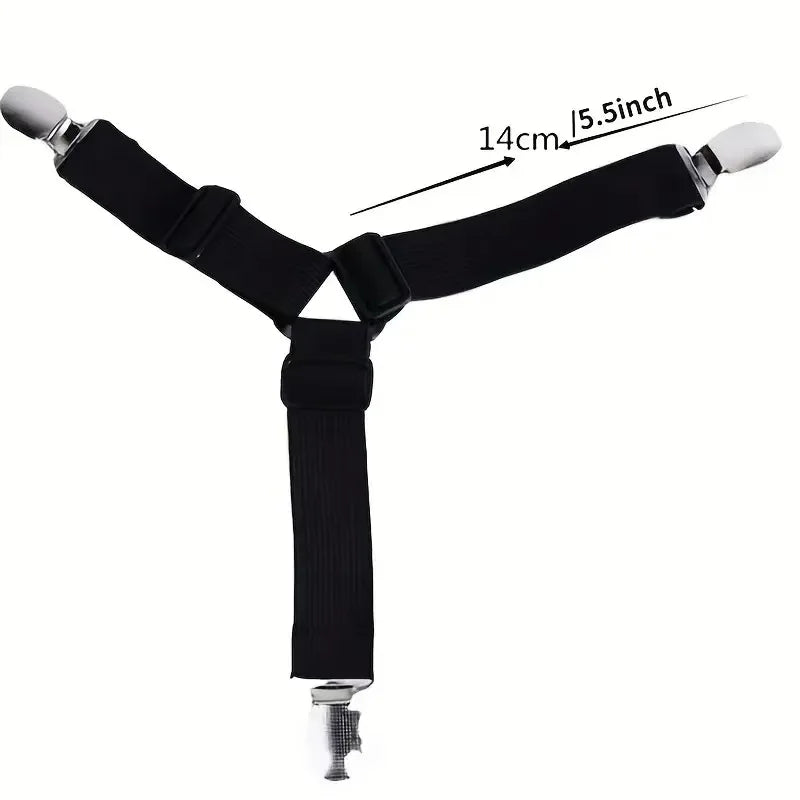 4Pcs/Lot Bed Sheet Fasteners Adjustable Elastic Straps - Anti-Slip Mattress Cover Clips, No More Slipping Sheets, Home Bedroo