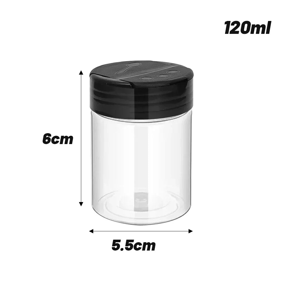 1/12x Plastic Spice Jars with Shaker Lids Transparent Safety Plastic Bottles for Home Kitchen Storing Spices Seasoning Powders
