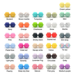LOFCA 50pcs 14mm Mini Hexagon silicone beads Baby Teether BPA Free DIY Necklace Pacifier Chain Baby Teething Care Infant