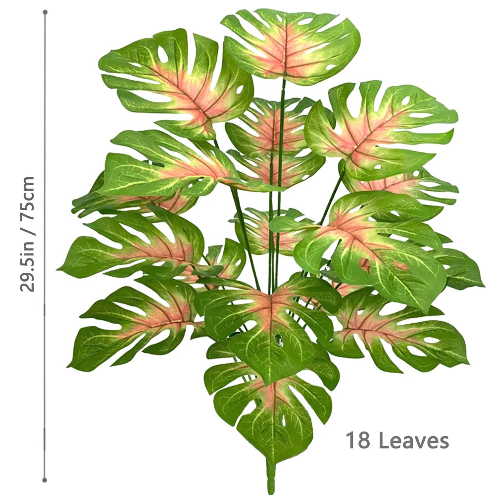 40-130cm（51.18in） Artificial Monstera Plant Fake Palm Tree Plastic Turtle Leaf Green Plant for Home Garden Room Office Decor