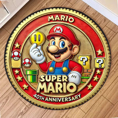 MINISO Apanese Anime Super Mario Carpet Floor Mat Crawling Soft Rug Children Game Round Non-slip Rugs Home Bedroom Decoration
