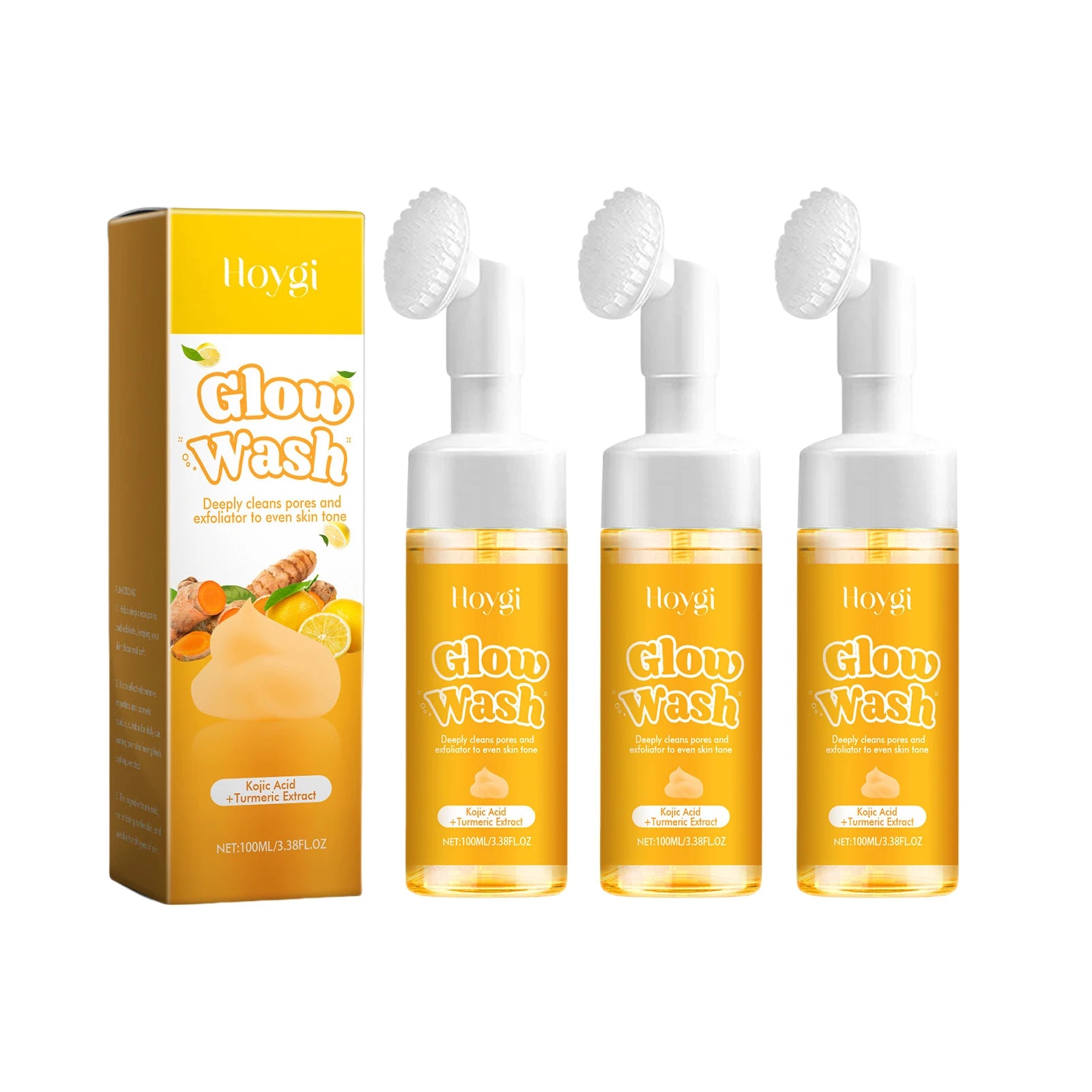 Hoygi Natural Turmeric Facial Cleanser Organic Gentle Deep Cleanse Oil Control Anti Oxidant Brightening for All Skin Types