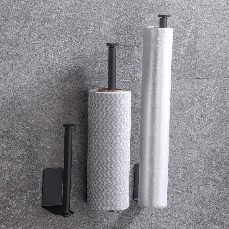 Stainless Steel Paper Towel Holder Self Adhesive Toilet Roll Paper Holder No Punching Kitchen Bathroom Lengthen Storage Rack