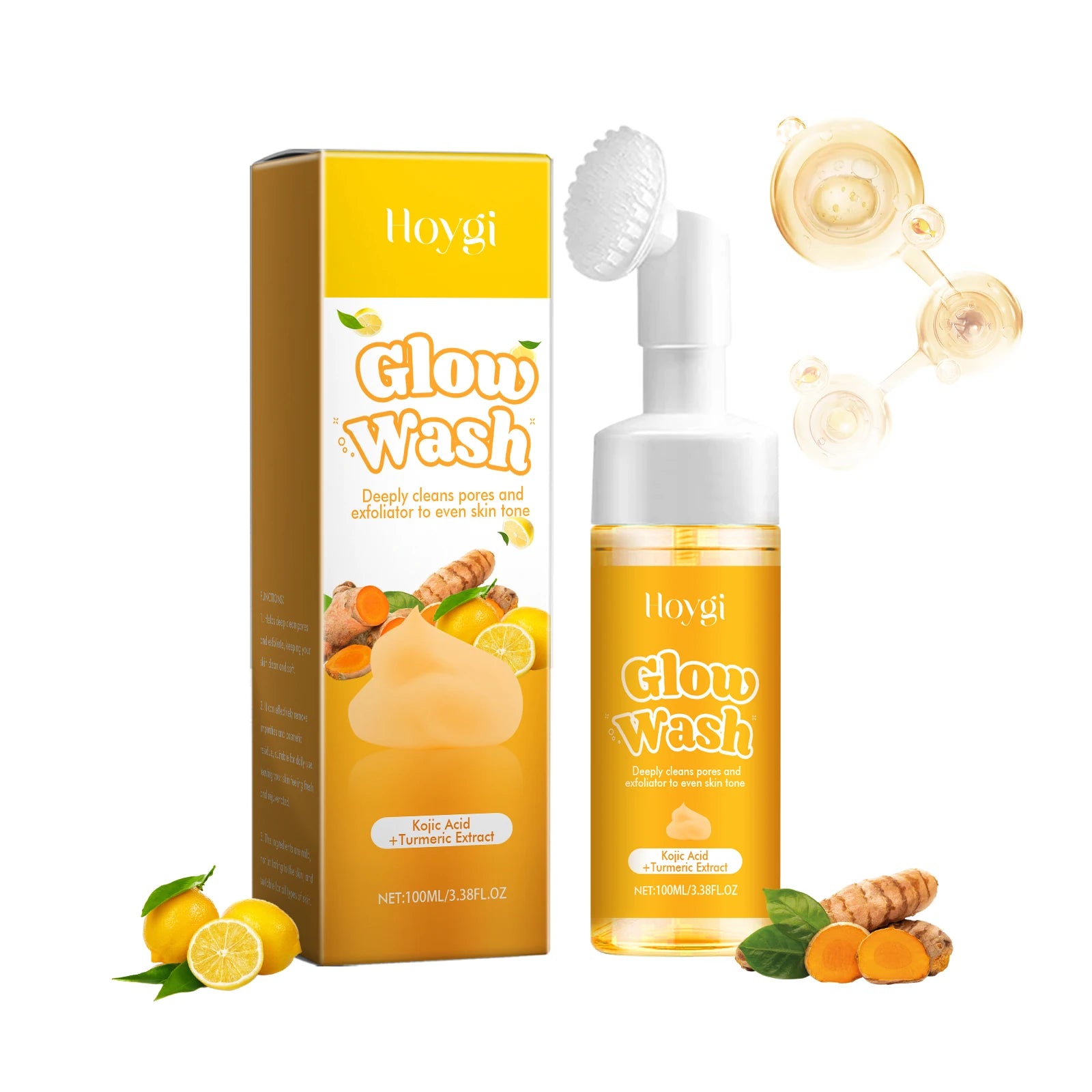 Hoygi Natural Turmeric Facial Cleanser Organic Gentle Deep Cleanse Oil Control Anti Oxidant Brightening for All Skin Types