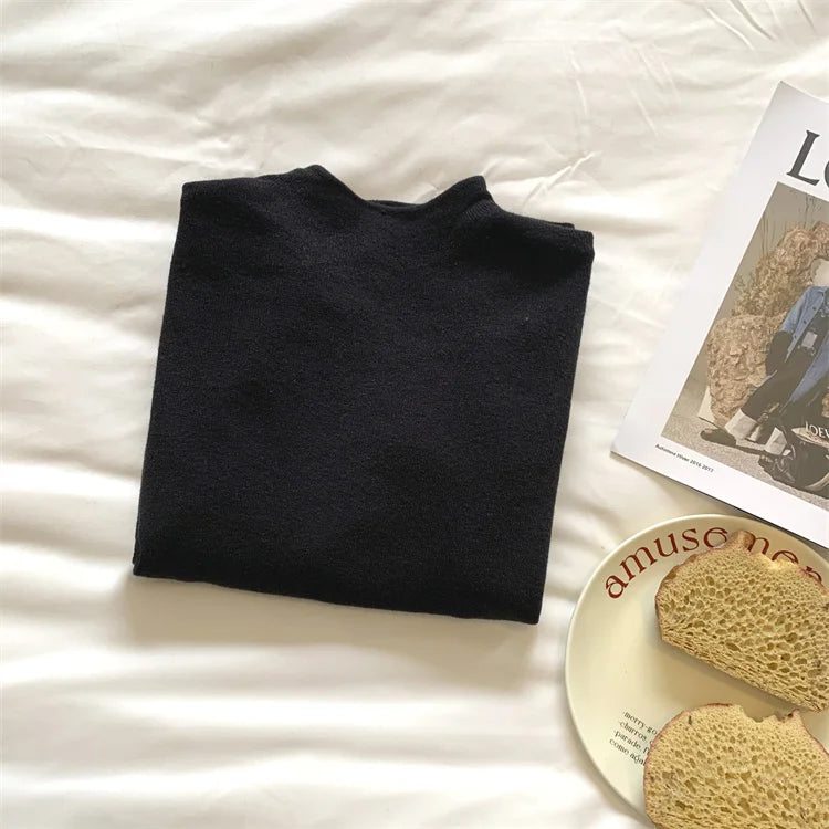 2025 Women Turtleneck Knitted Pullovers Solid Sweater Harajuku Korean Soft Warm Knitwear Autumn Winter Fashion Slim Jumpers Tops