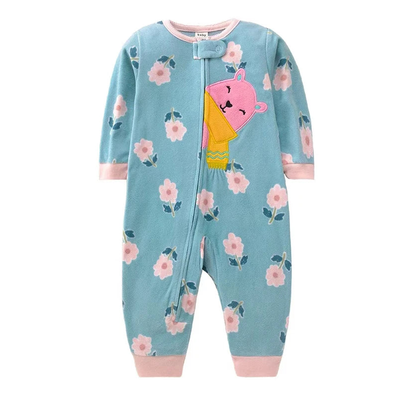 Baby Clothes Spring Autumn Warm Rompers Infant Boy Girl Indoor Pajamas Zipper Fleece Babe Animal Jumpsuit Clothing 9 -24 Months